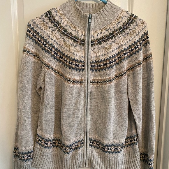 Tiara International Vintage Fair Isle Zip Up Sweater - Picture 2 of 10